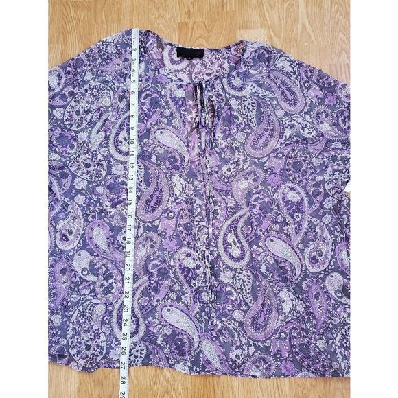 Nili Lotan Acadia Paisley Silk Blouse size Medium in Purple-  NEW - Picture 9 of 11